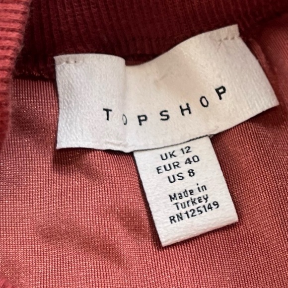 Topshop Velour Cropped Long Sleeve Rust Orange Pullover Sweatshirt Top size 8 - Picture 4 of 8